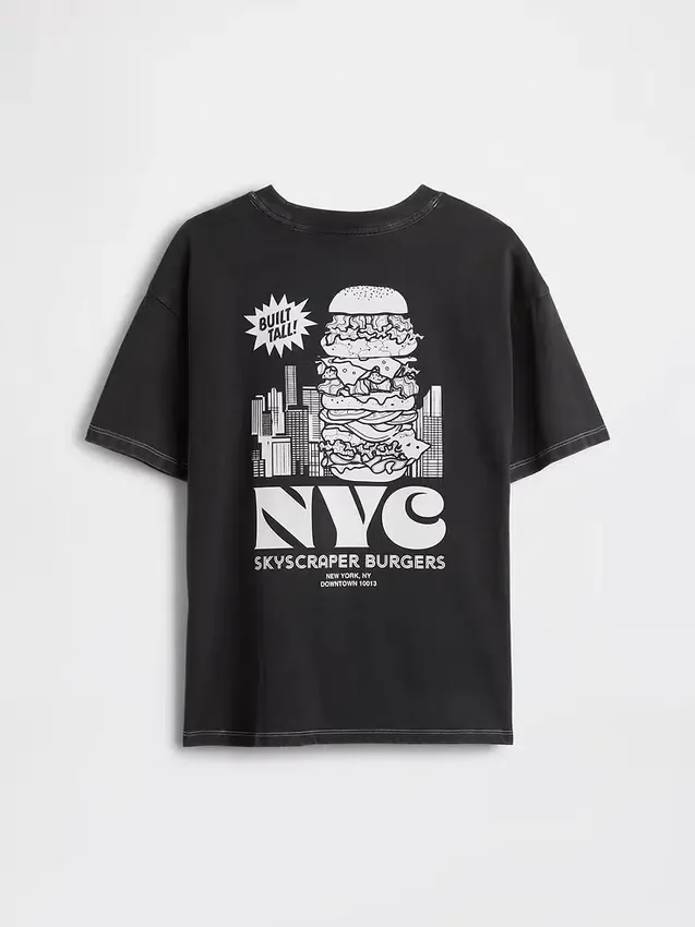 Barn-T-shirt med avslappnad passform och tryck