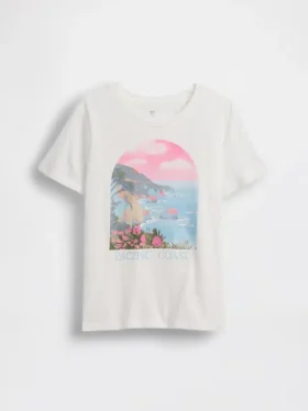 Barn-T-shirt med avslappnad passform och tryck