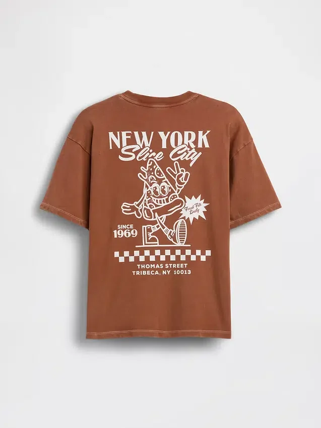 Barn-T-shirt med avslappnad passform och tryck
