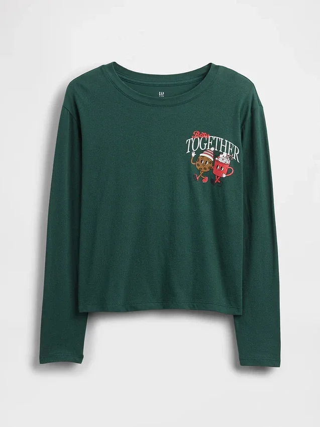 Barn-T-shirt med avslappnad passform och tryck