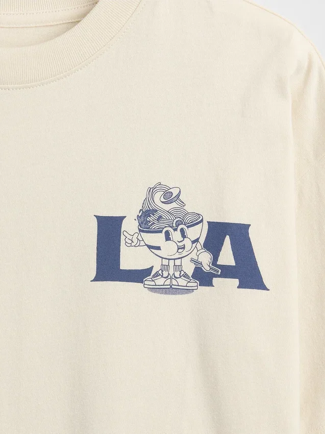 Barn-T-shirt med avslappnad passform och tryck