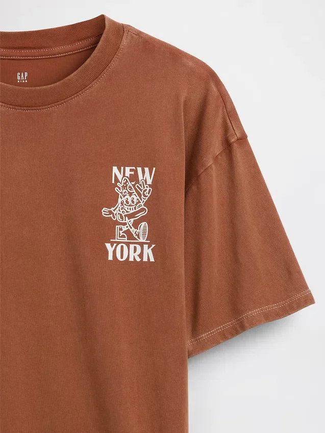 Barn-T-shirt med avslappnad passform och tryck