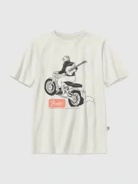 Barn-T-shirt med Fender Moto-motiv