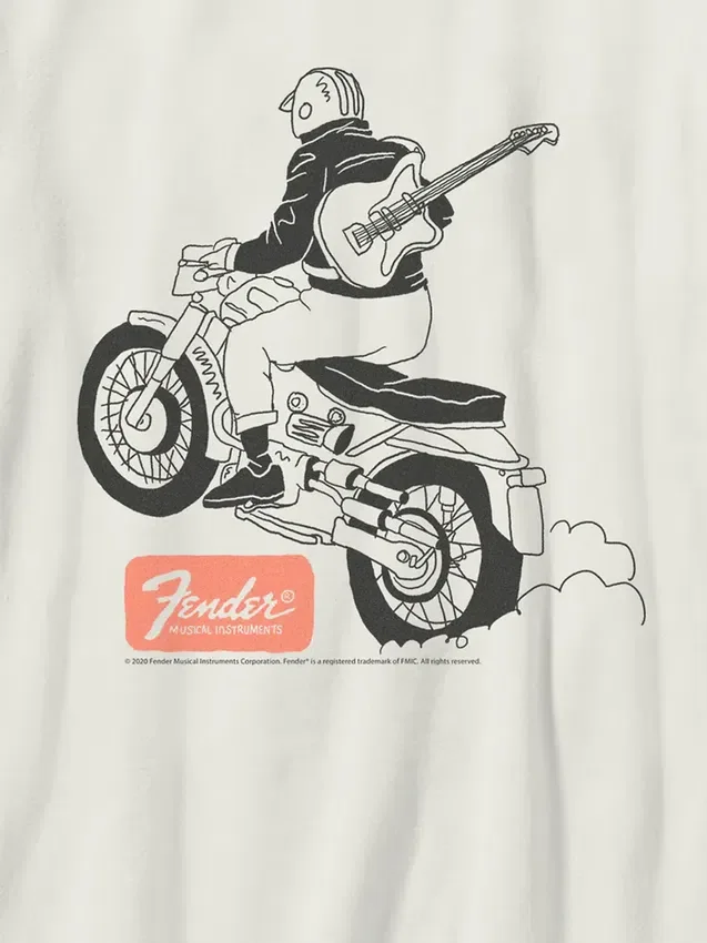 Barn-T-shirt med Fender Moto-motiv