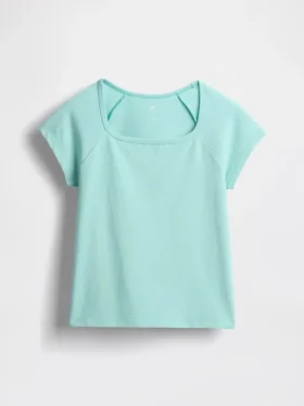 Barn-T-shirt med fyrkantig halsringning