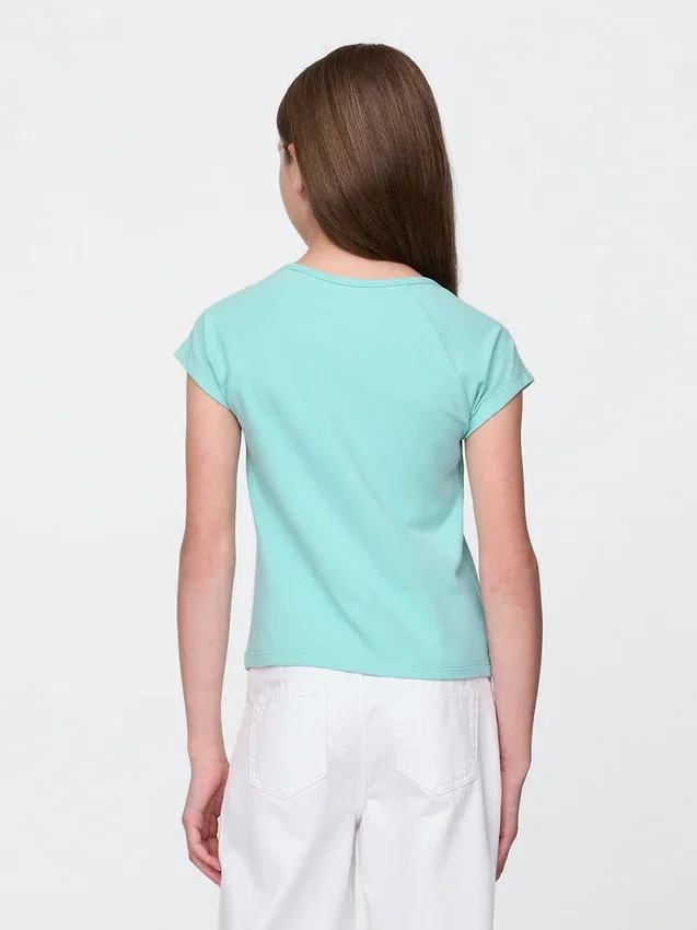 Barn-T-shirt med fyrkantig halsringning