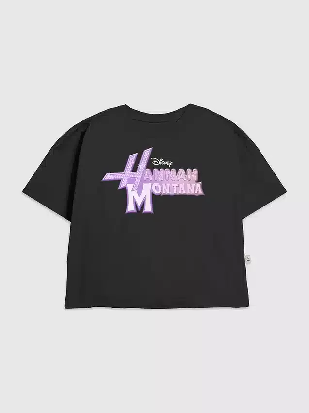 Barn-T-shirt med Hannah Montana-logotyp i glamourstil