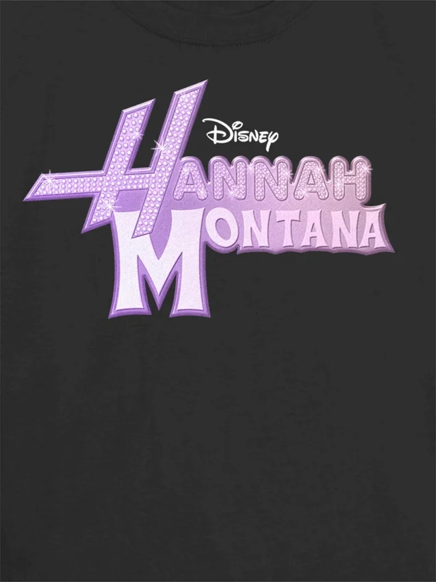 Barn-T-shirt med Hannah Montana-logotyp i glamourstil