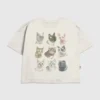 Barn-t-shirt med kattansiktsmotiv