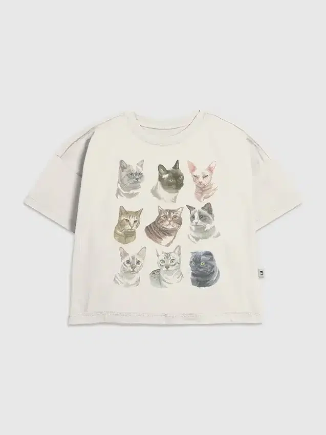 Barn-t-shirt med kattansiktsmotiv