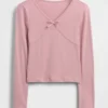 Barn-T-shirt med korsad rosett framtill