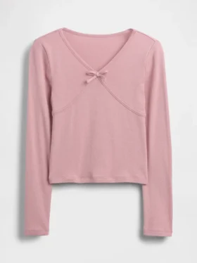 Barn-T-shirt med korsad rosett framtill