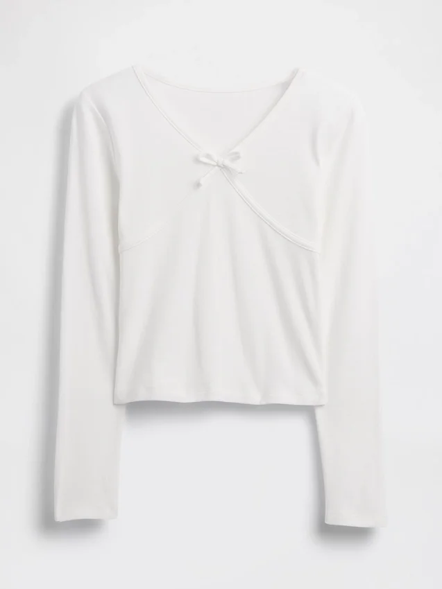 Barn-T-shirt med korsad rosett framtill