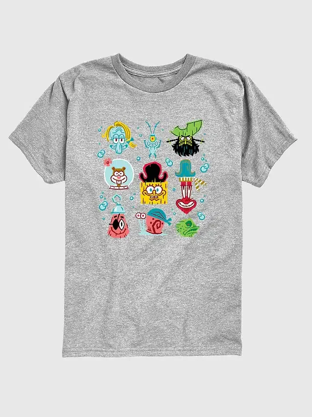 Barn-T-shirt med kort ärm och rutmönster från filmen ”Spongebob: Jakten på Squarepants”