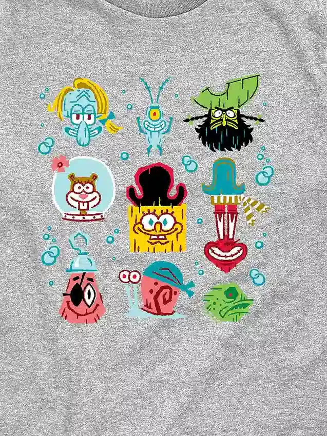 Barn-T-shirt med kort ärm och rutmönster från filmen ”Spongebob: Jakten på Squarepants”