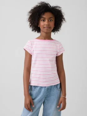 Barn-T-shirt med korta ärmar och figursydd passform