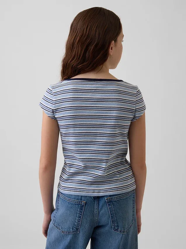 Barn-T-shirt med korta ärmar och figursydd passform