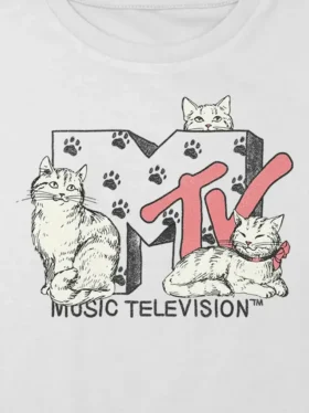Barn-T-shirt med MTV-katter-tryck, boxig och kort