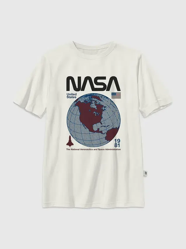 Barn-t-shirt med NASA-retroglob-motiv