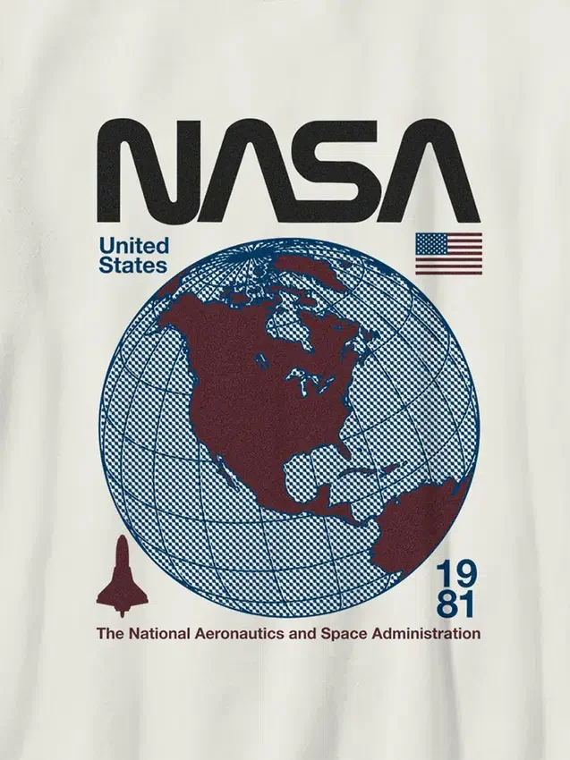 Barn-t-shirt med NASA-retroglob-motiv