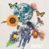 Barn-t-shirt med NASA-rymdmotiv och blommönster