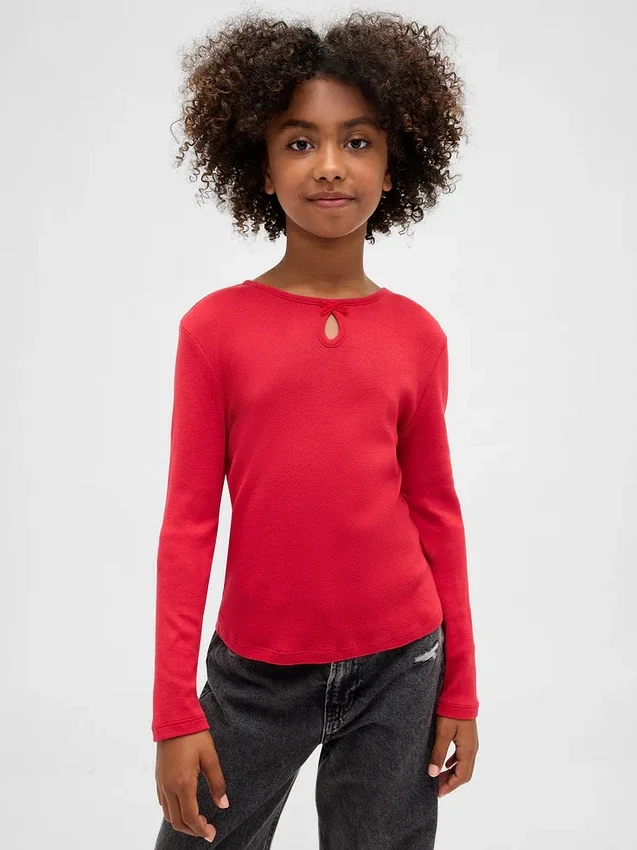 Barn-T-shirt med nyckelhålsrosett