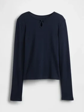 Barn-T-shirt med nyckelhålsrosett