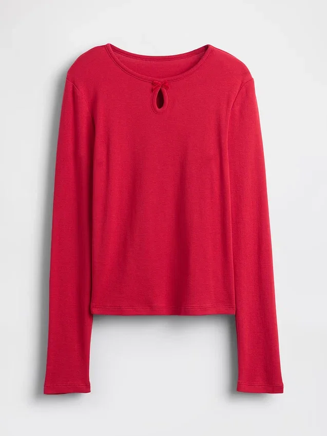 Barn-T-shirt med nyckelhålsrosett