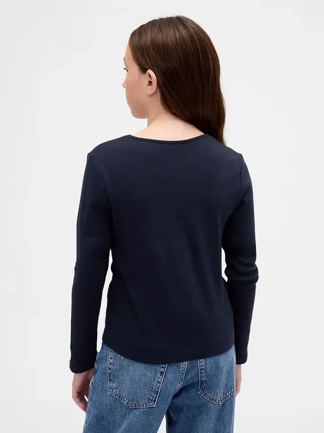 Barn-T-shirt med nyckelhålsrosett