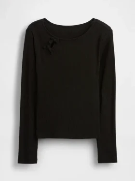 Barn-T-shirt med ribbad rosett