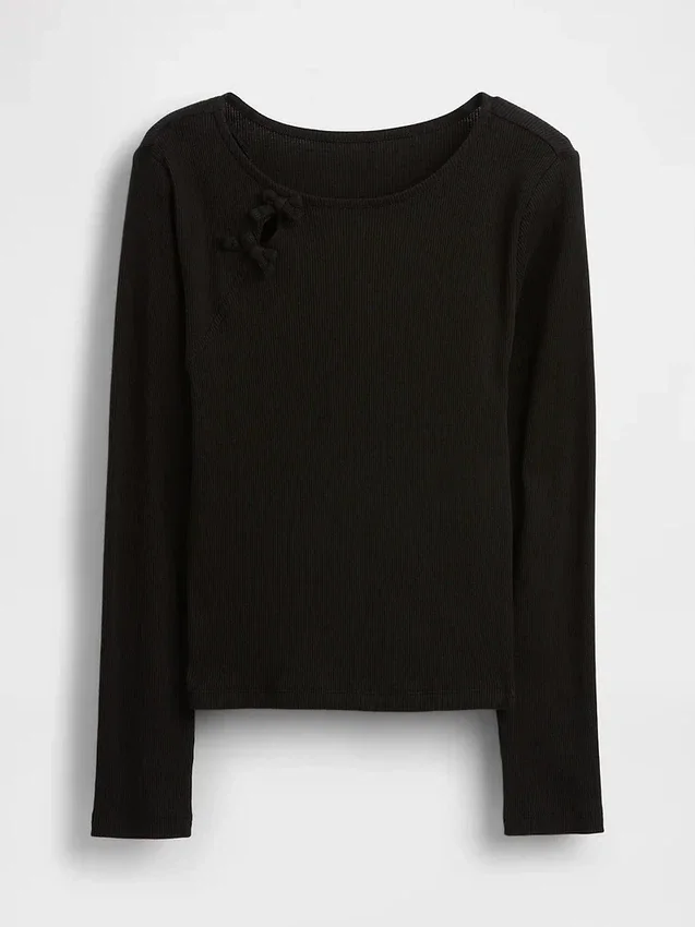 Barn-T-shirt med ribbad rosett