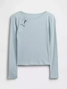 Barn-T-shirt med ribbad rosett