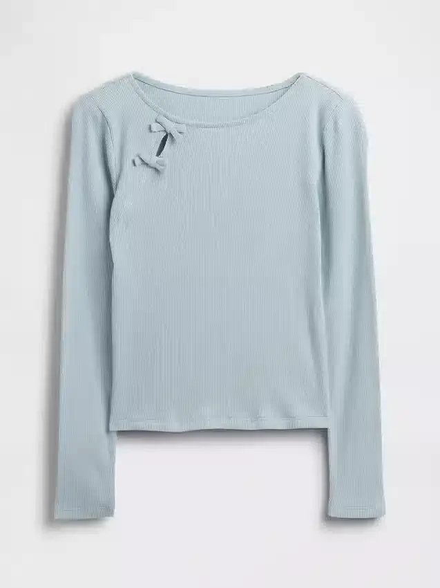 Barn-T-shirt med ribbad rosett