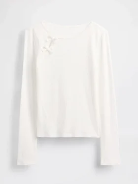 Barn-T-shirt med ribbad rosett