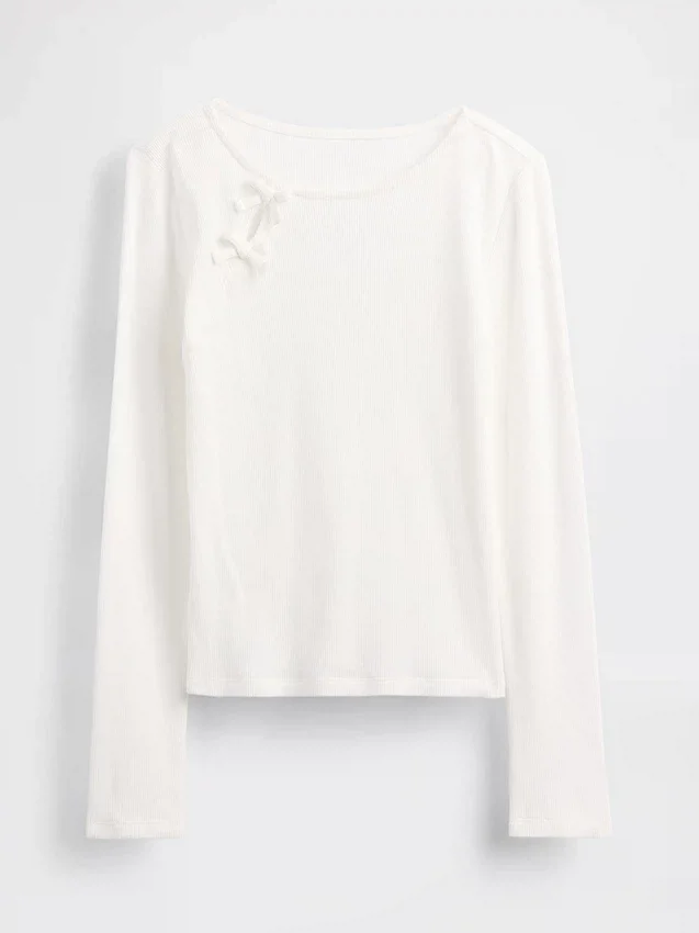 Barn-T-shirt med ribbad rosett