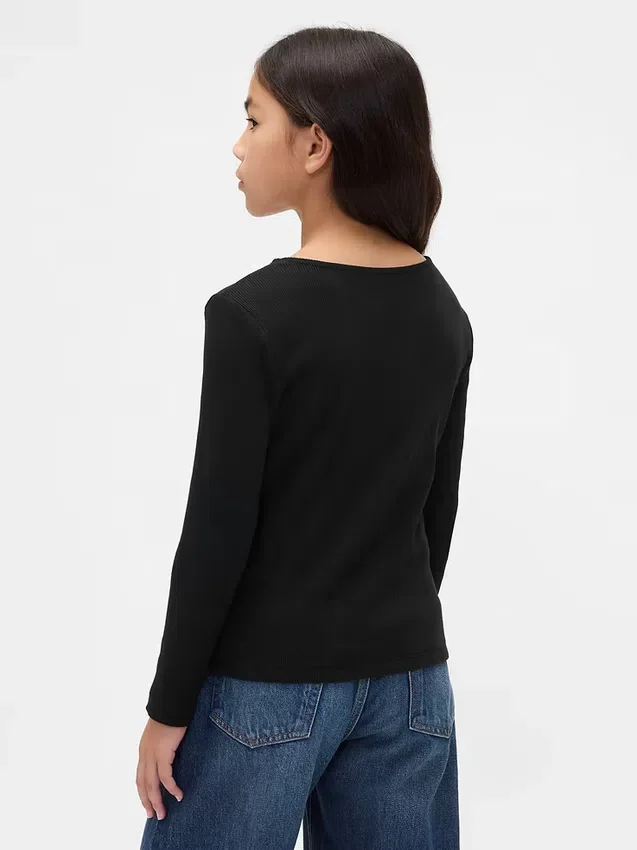 Barn-T-shirt med ribbad rosett