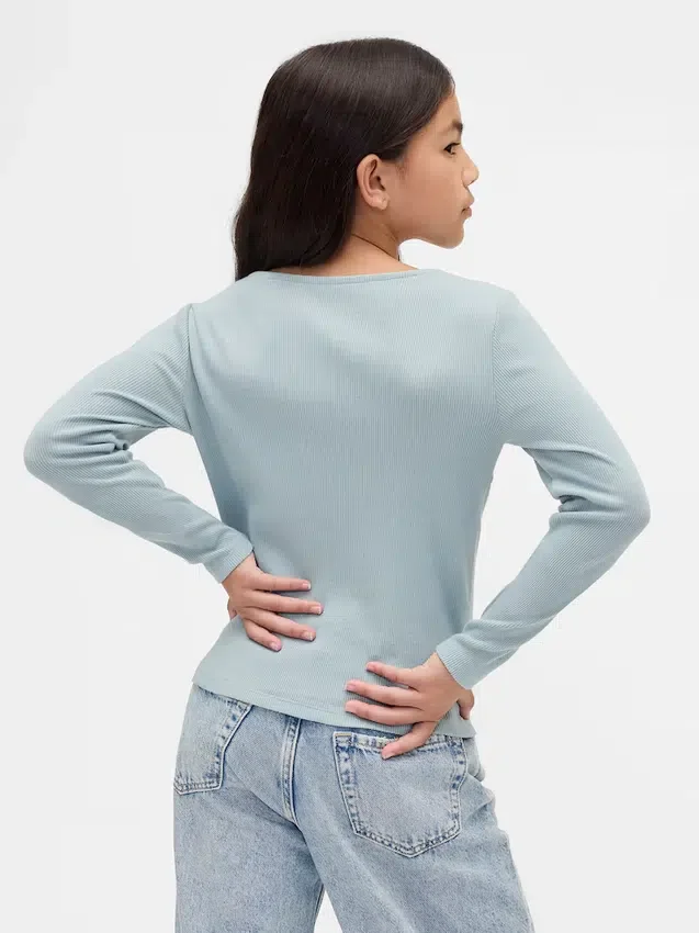 Barn-T-shirt med ribbad rosett