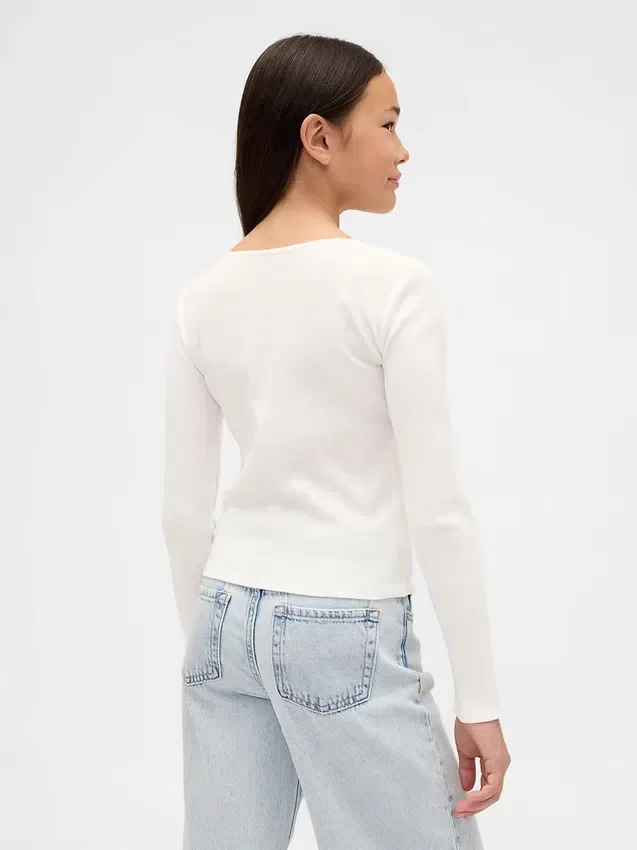 Barn-T-shirt med ribbad rosett