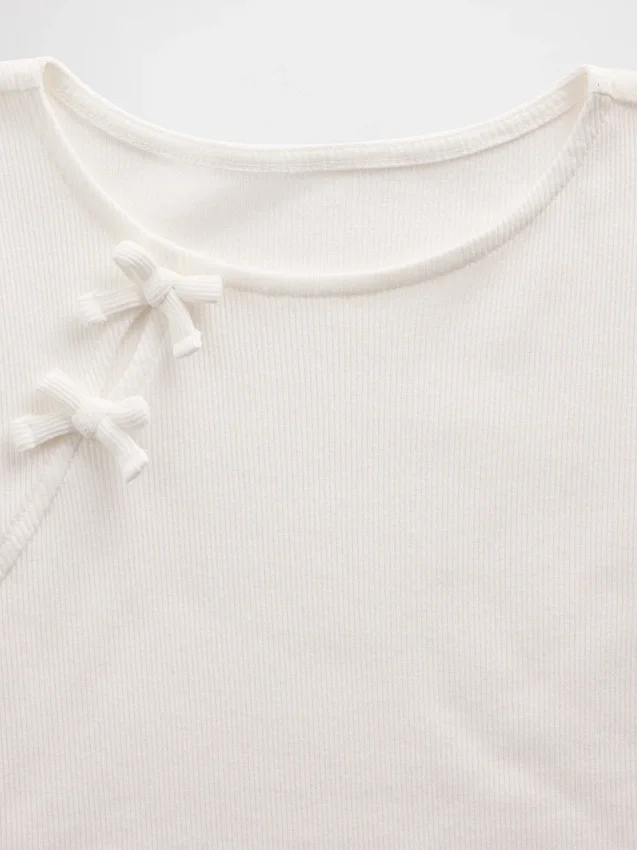 Barn-T-shirt med ribbad rosett