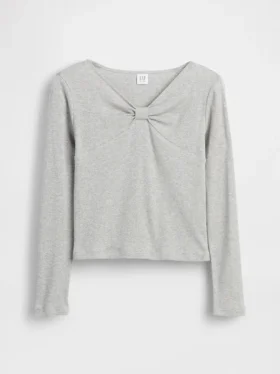 Barn-T-shirt med rosett vid halsen