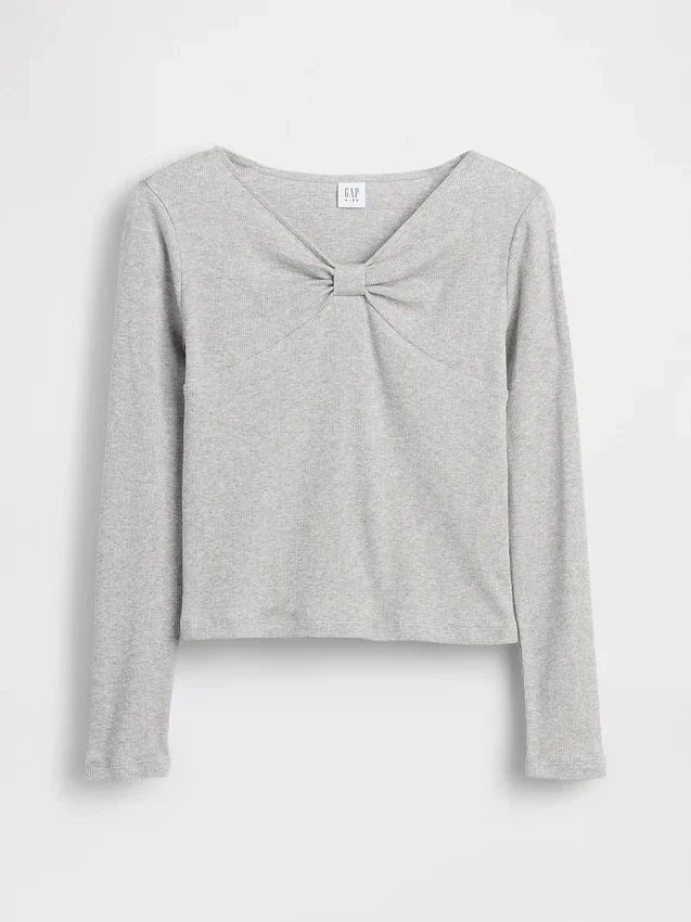 Barn-T-shirt med rosett vid halsen