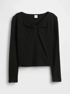 Barn-T-shirt med rosett vid halsen