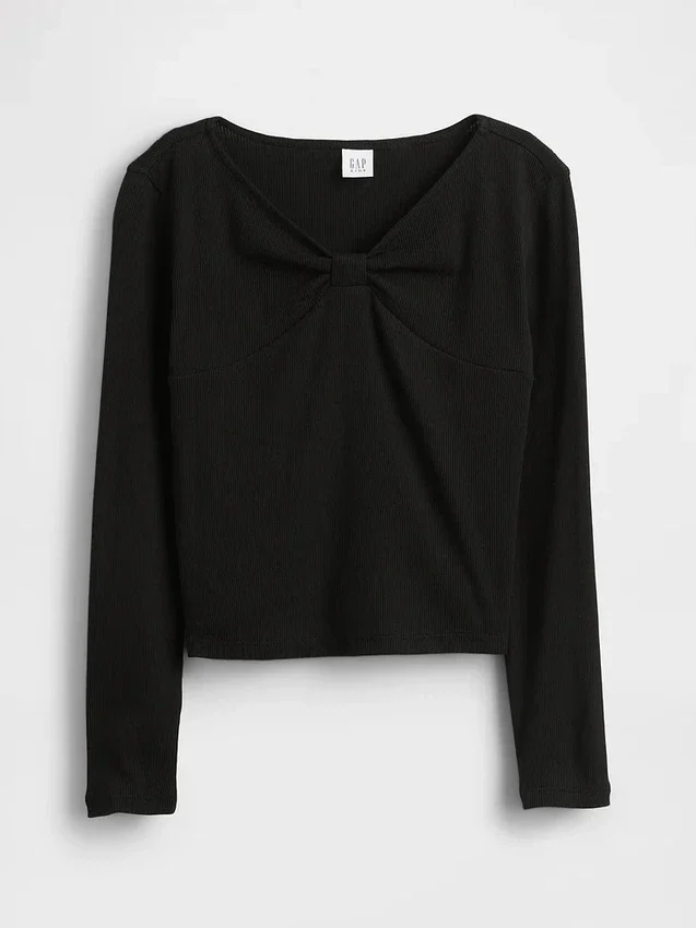 Barn-T-shirt med rosett vid halsen