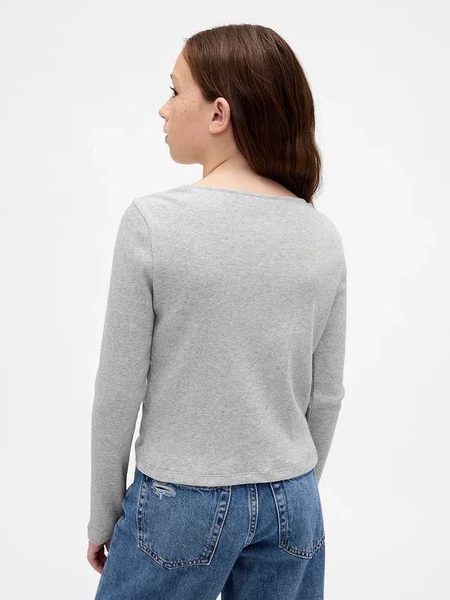 Barn-T-shirt med rosett vid halsen