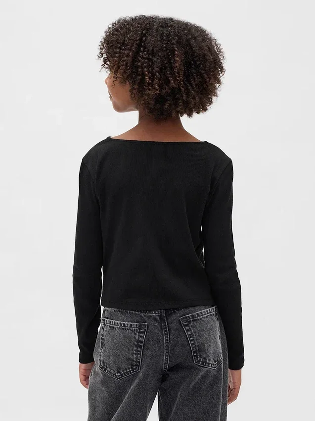 Barn-T-shirt med rosett vid halsen