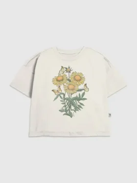 Barn-T-shirt med solrosmotiv