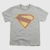 Barn-T-shirt med Superman 2025-logotyp och fullfärgsgrafik i sliten stil