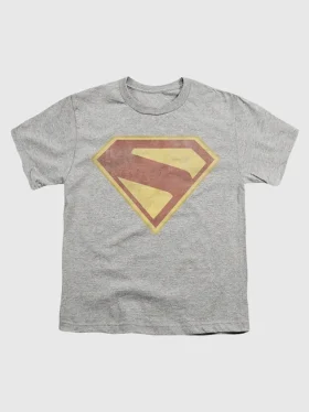 Barn-T-shirt med Superman 2025-logotyp och fullfärgsgrafik i sliten stil