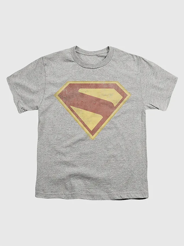 Barn-T-shirt med Superman 2025-logotyp och fullfärgsgrafik i sliten stil
