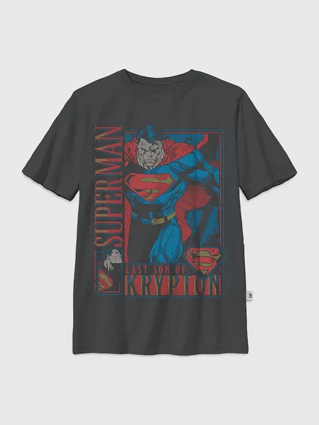 Barn-T-shirt med Superman Retro-motiv
